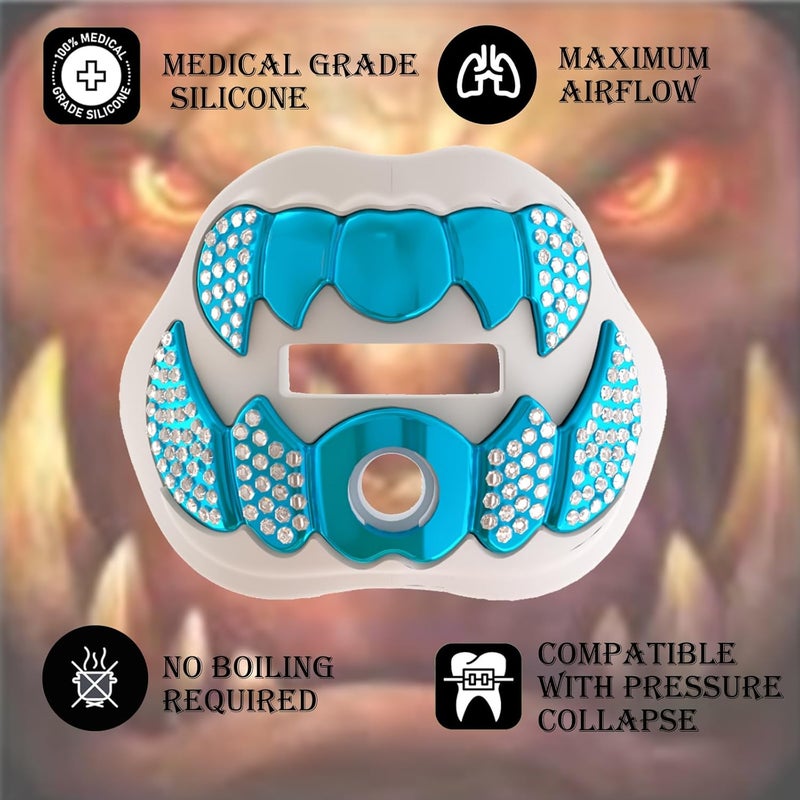 LeCool Football Mouth Guard with Connected Strap- 3D Beast Chrome Adult and Youth Mouth Guard-Mouth Piece for Sports for Maximum Air Flow and Teeth Protection - Image 3